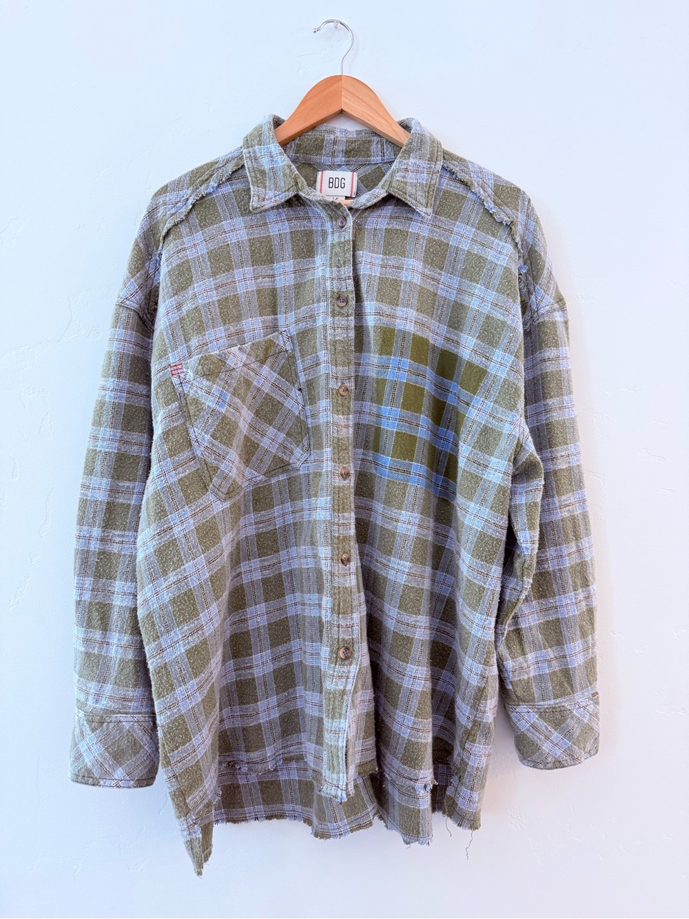 BDG Andy Flannel Distressed Button-Down Shirt - Picture 3 of 7